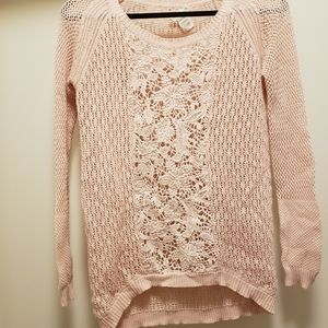 Baby pink high-loq crochet sweater